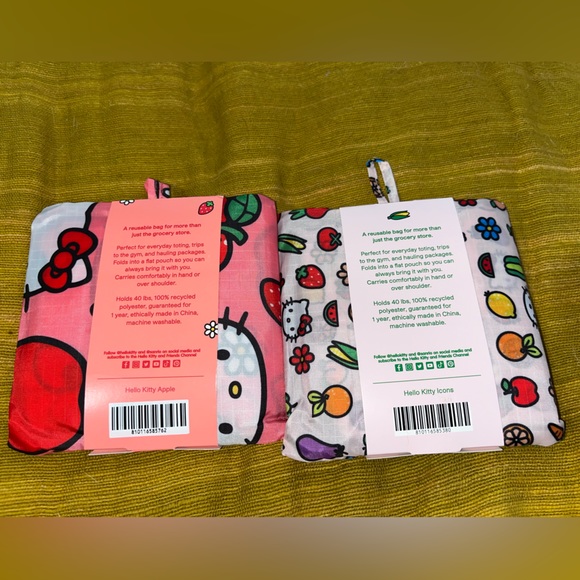 BAGGU X SANRIO HELLO KITTY APPLE & ICONS STANDARD REUSABLE BAG BUNDLE NWT - Picture 2 of 2